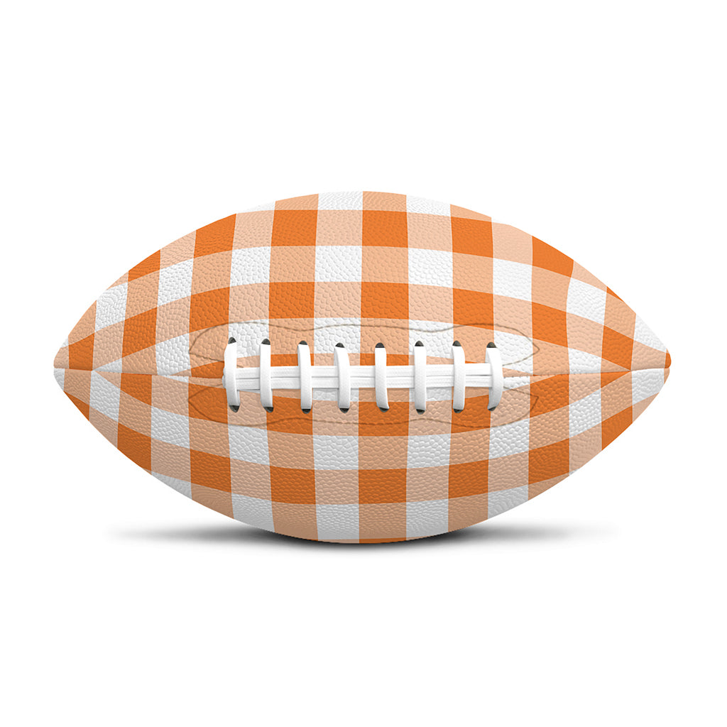 Orange And White Gingham Pattern Print Rugby Ball