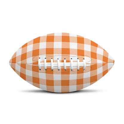 Orange And White Gingham Pattern Print Rugby Ball