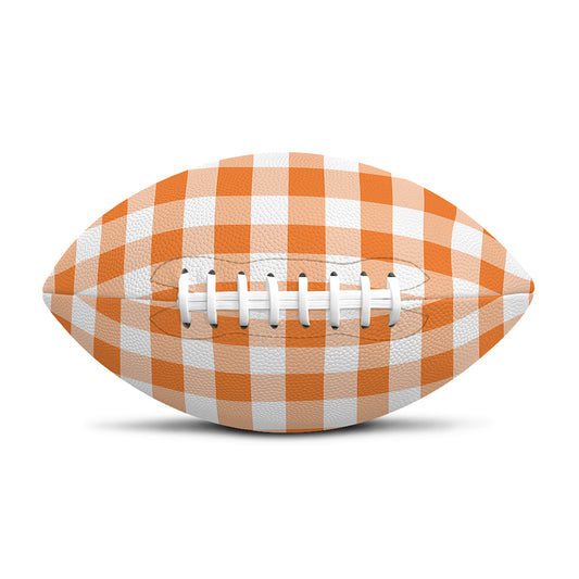 Orange And White Gingham Pattern Print Rugby Ball