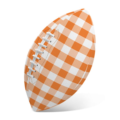 Orange And White Gingham Pattern Print Rugby Ball