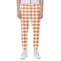 Orange And White Gingham Pattern Print Joggers