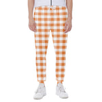 Orange And White Gingham Pattern Print Scuba Joggers