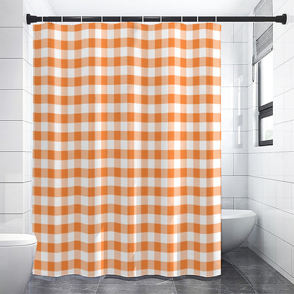 Orange And White Gingham Pattern Print Shower Curtain