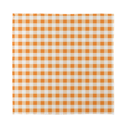 Orange And White Gingham Pattern Print Silk Bandana