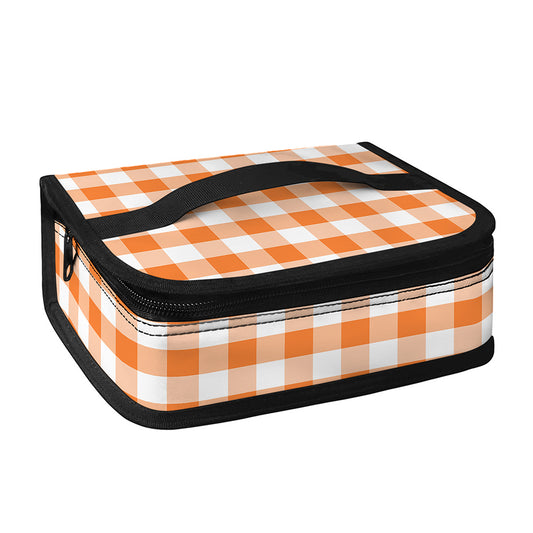 Orange And White Gingham Pattern Print Small Lunch Bag