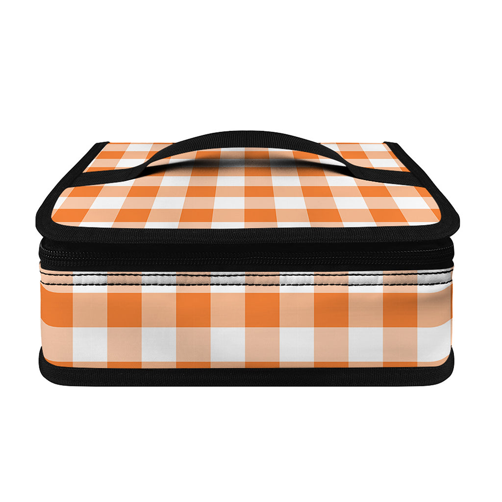 Orange And White Gingham Pattern Print Small Lunch Bag