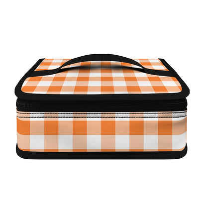 Orange And White Gingham Pattern Print Small Lunch Bag