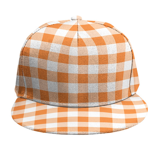 Orange And White Gingham Pattern Print Snapback Cap