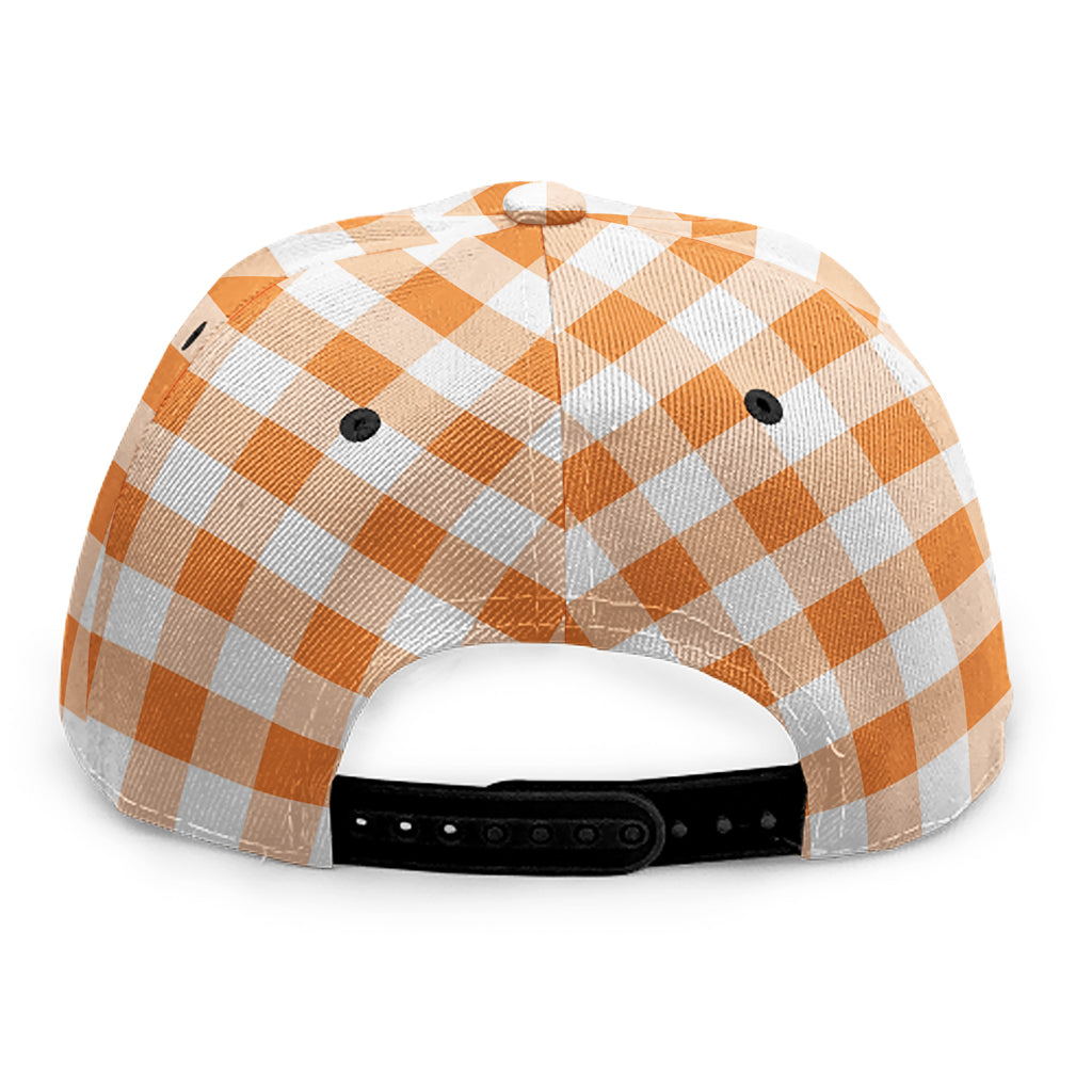 Orange And White Gingham Pattern Print Snapback Cap