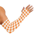 Orange And White Gingham Pattern Print Sun Protection Arm Sleeves
