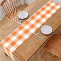 Orange And White Gingham Pattern Print Table Runner