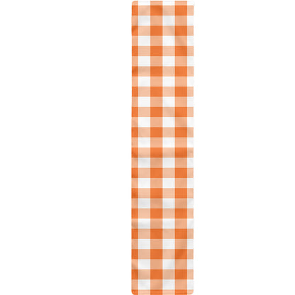 Orange And White Gingham Pattern Print Table Runner
