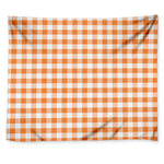 Orange And White Gingham Pattern Print Tapestry
