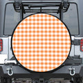 Orange And White Gingham Pattern Print Tire Cover