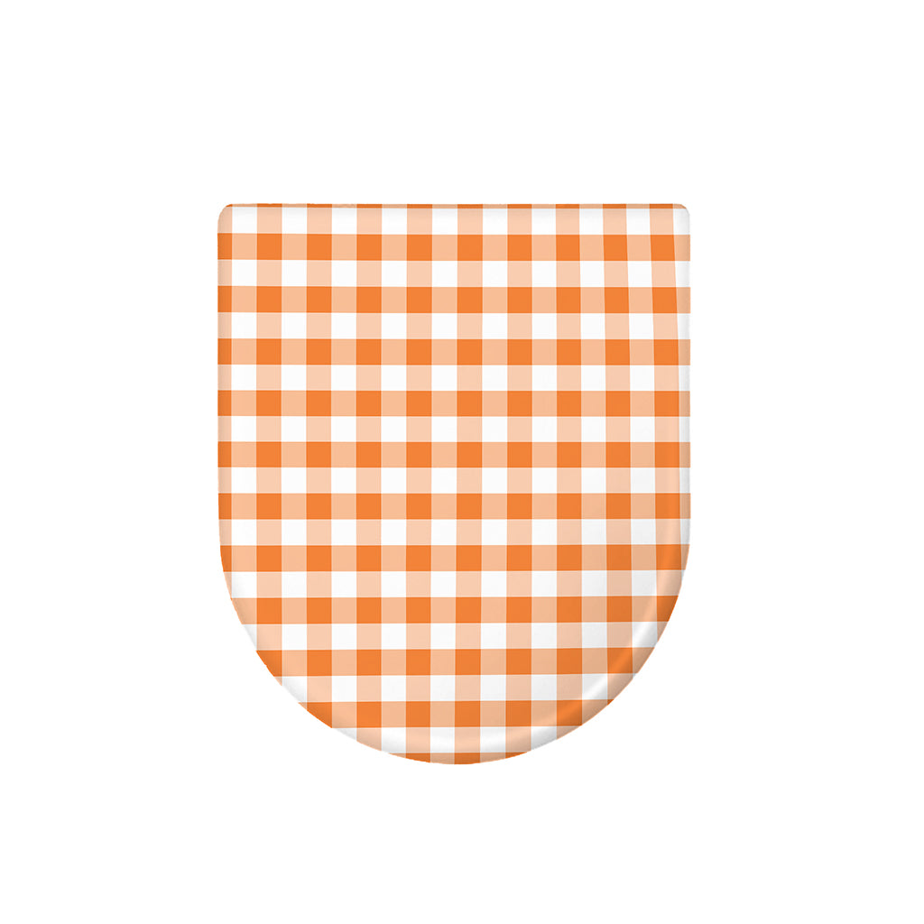 Orange And White Gingham Pattern Print Toilet Lid Cover
