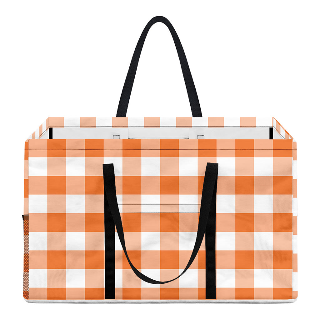 Orange And White Gingham Pattern Print Utility Tote Bag