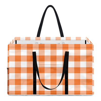 Orange And White Gingham Pattern Print Utility Tote Bag