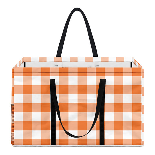 Orange And White Gingham Pattern Print Utility Tote Bag