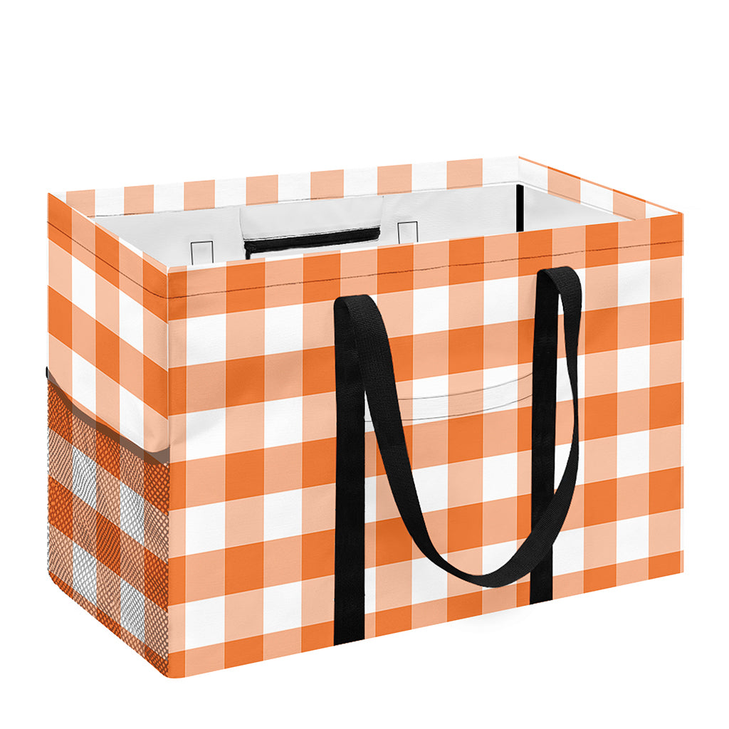 Orange And White Gingham Pattern Print Utility Tote Bag