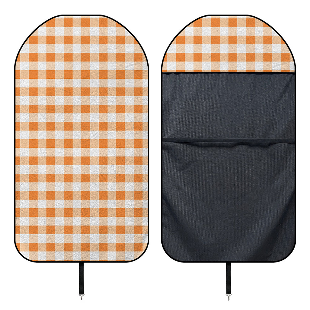 Orange And White Gingham Pattern Print Waterproof Car Seat Cover