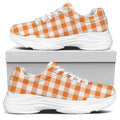 Orange And White Gingham Pattern Print White Chunky Shoes
