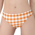 Orange And White Gingham Pattern Print Women's Panties