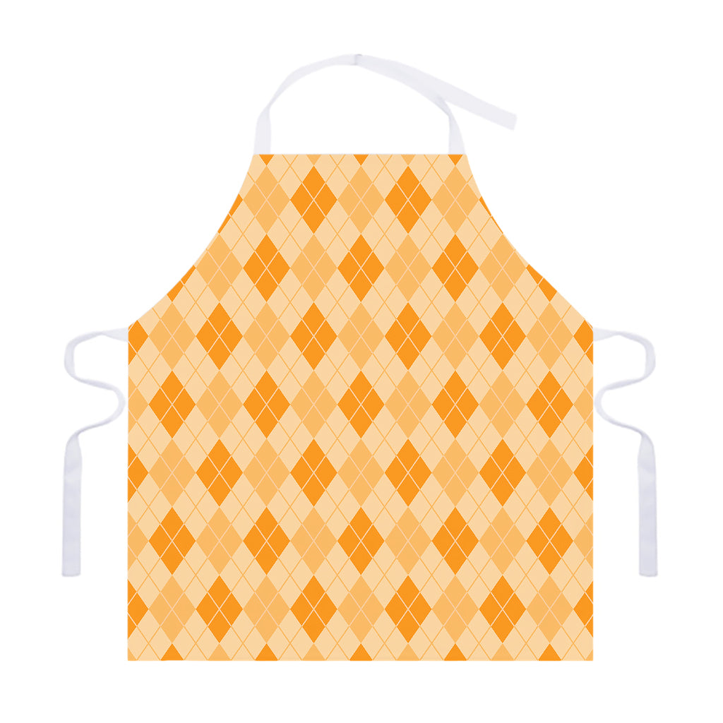 Orange Argyle Pattern Print Adjustable Apron