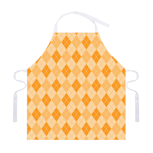 Orange Argyle Pattern Print Adjustable Apron
