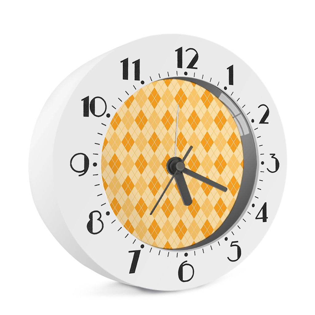 Orange Argyle Pattern Print Alarm Clock