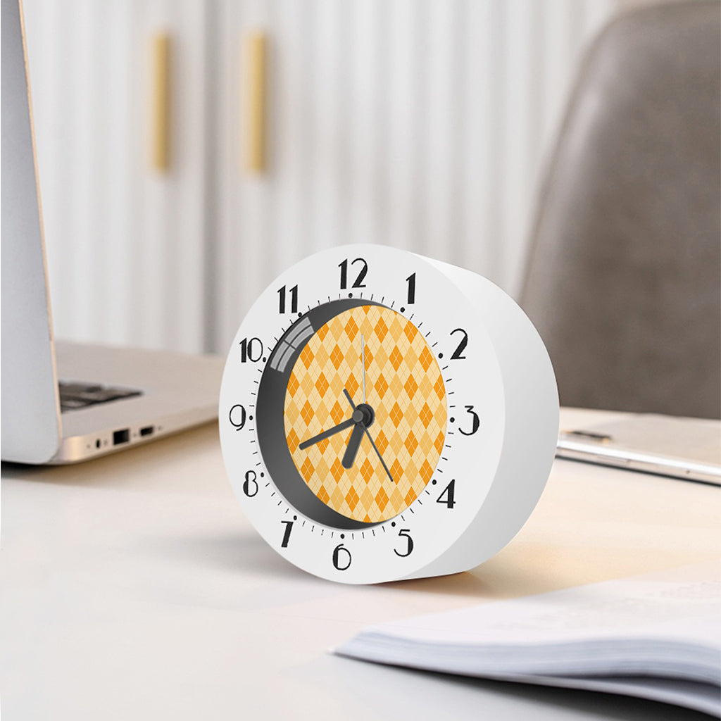 Orange Argyle Pattern Print Alarm Clock