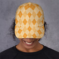 Orange Argyle Pattern Print Baseball Cap
