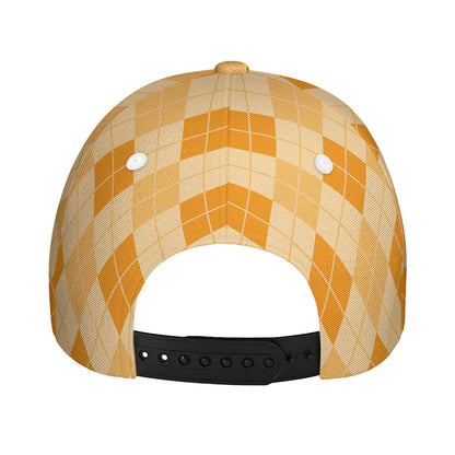 Orange Argyle Pattern Print Baseball Cap