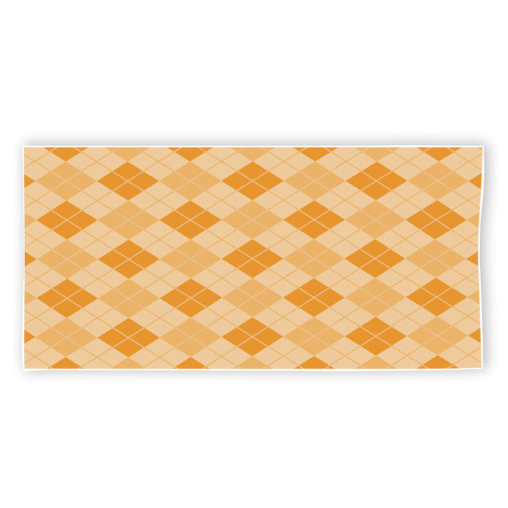 Orange Argyle Pattern Print Beach Towel