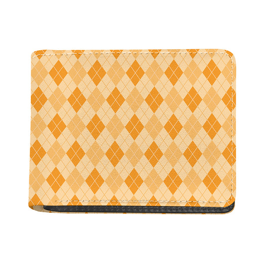 Orange Argyle Pattern Print Bifold Wallet