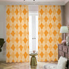 Orange Argyle Pattern Print Blackout Pencil Pleat Curtains