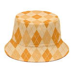 Orange Argyle Pattern Print Bucket Hat
