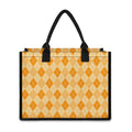 Orange Argyle Pattern Print Canvas Tote Bag