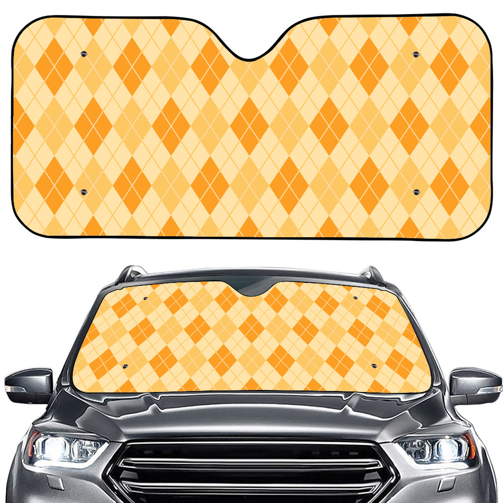 Orange Argyle Pattern Print Car Windshield Sun Shade