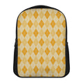 Orange Argyle Pattern Print Casual Backpack