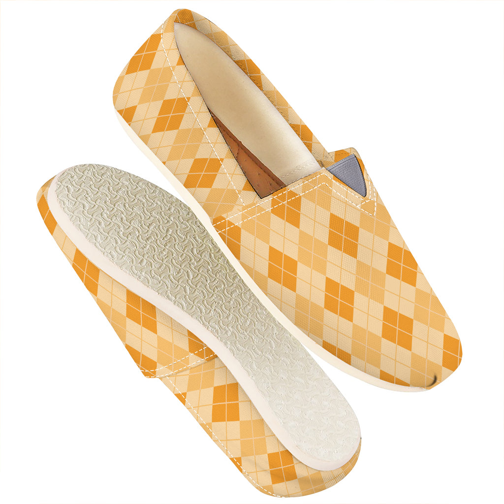 Orange Argyle Pattern Print Casual Shoes