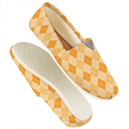 Orange Argyle Pattern Print Casual Shoes