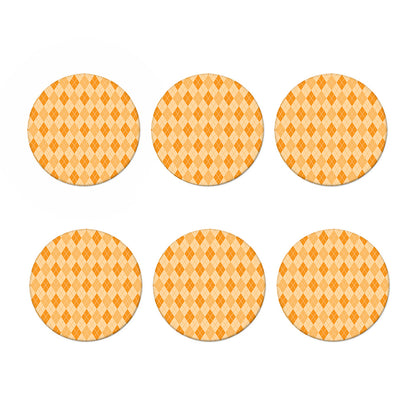 Orange Argyle Pattern Print Coaster Set
