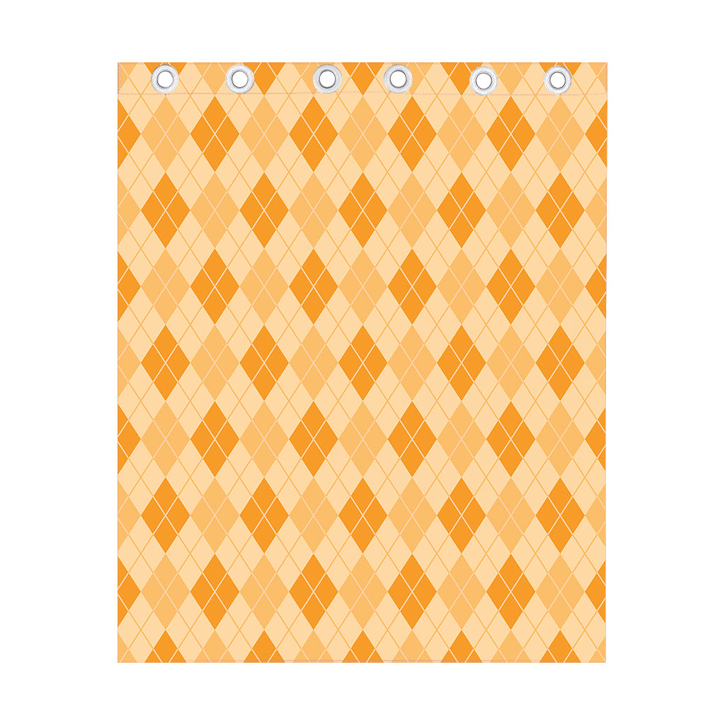 Orange Argyle Pattern Print Curtain