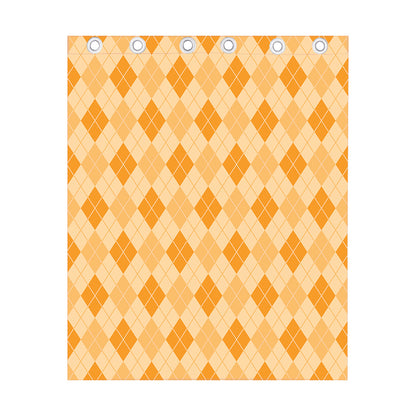 Orange Argyle Pattern Print Curtain
