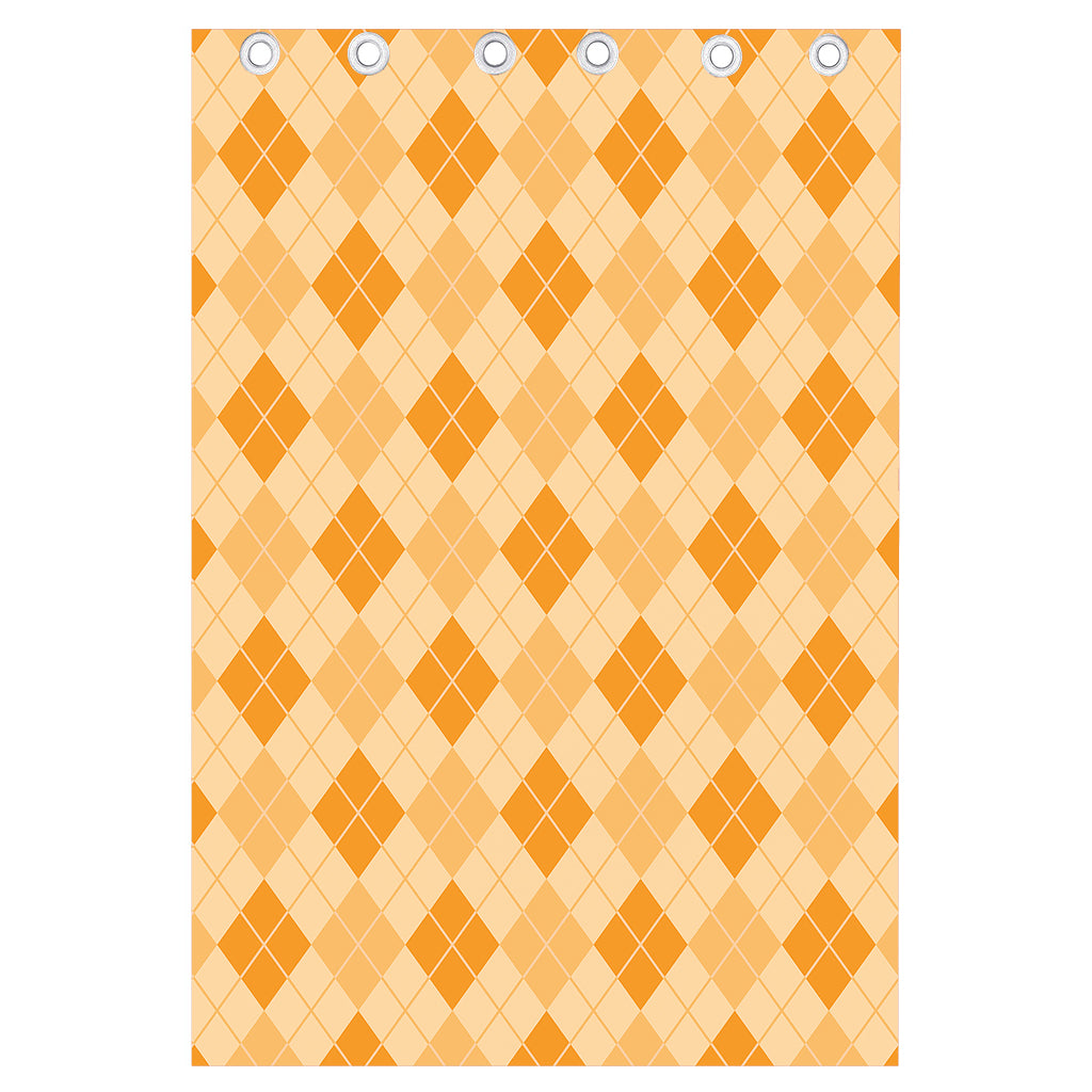 Orange Argyle Pattern Print Curtain