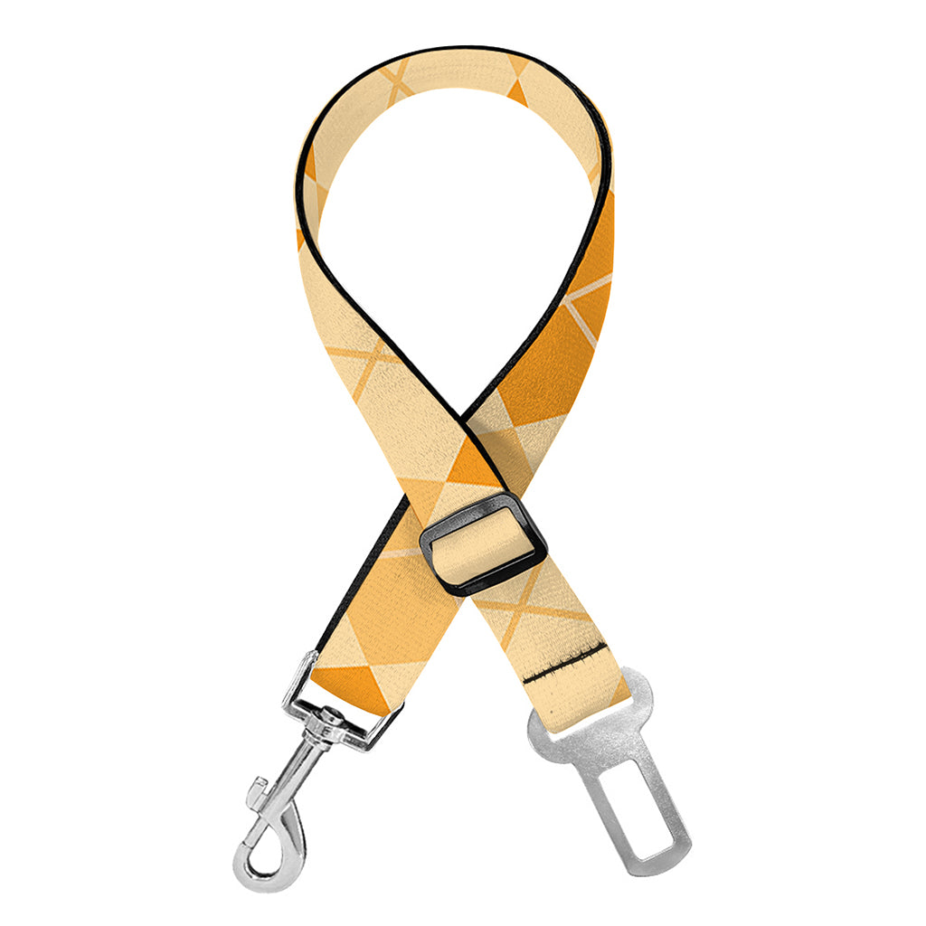 Orange Argyle Pattern Print Dog Seat Belt