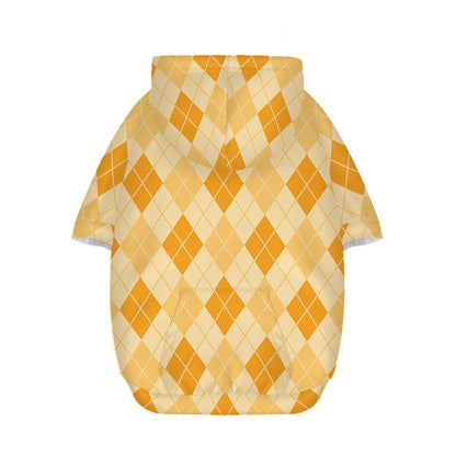 Orange Argyle Pattern Print Dog Zip Up Hoodie
