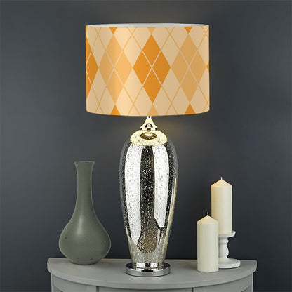 Orange Argyle Pattern Print Drum Lamp Shade
