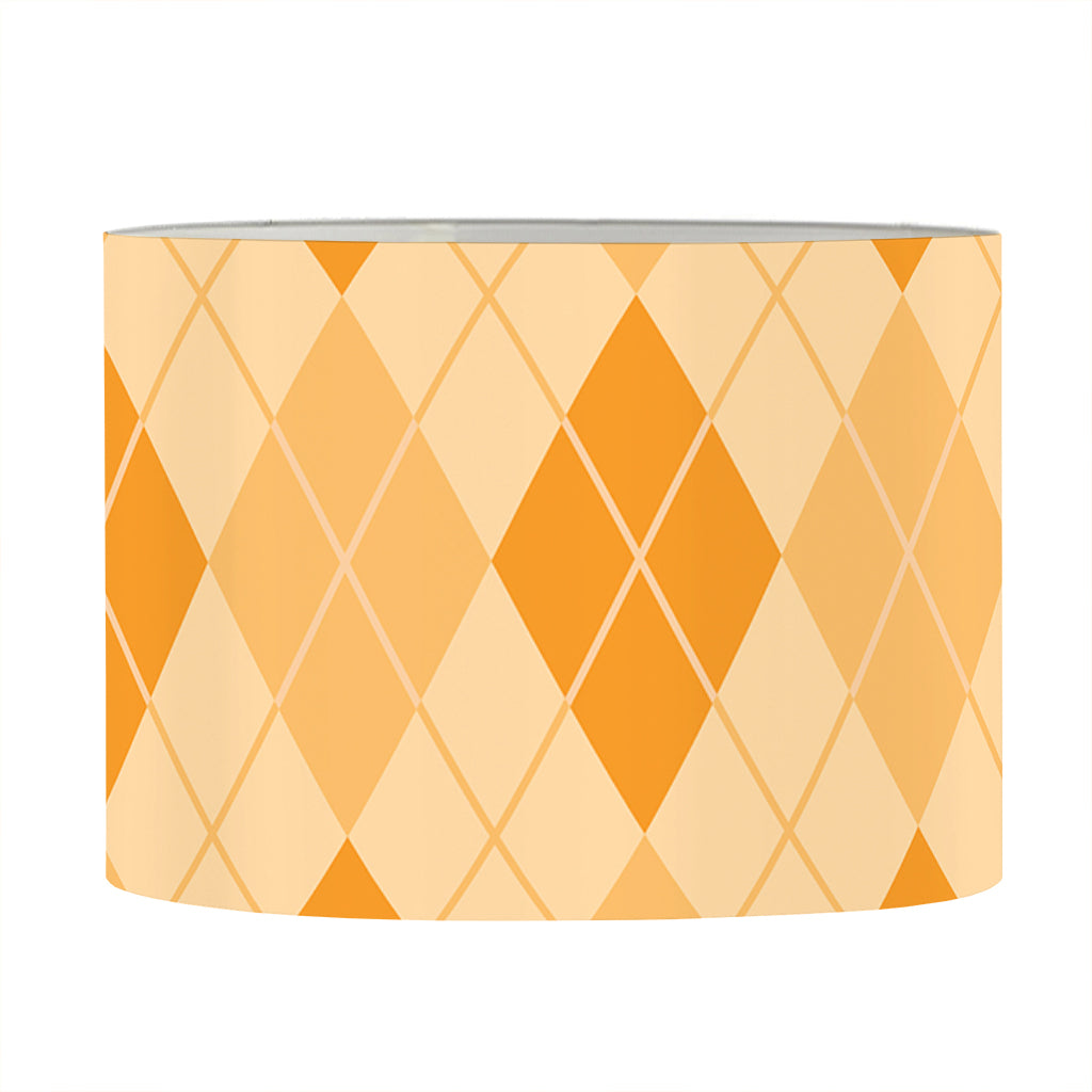 Orange Argyle Pattern Print Drum Lamp Shade