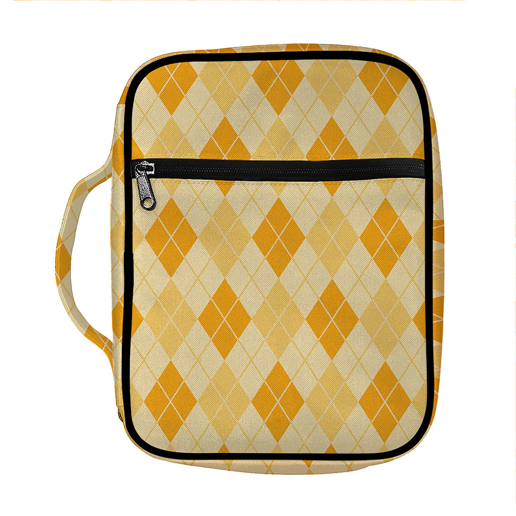 Orange Argyle Pattern Print Front Pocket Bible Bag